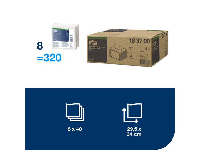 Microfiberduk TORK 29,5x34cm vit 40/fp